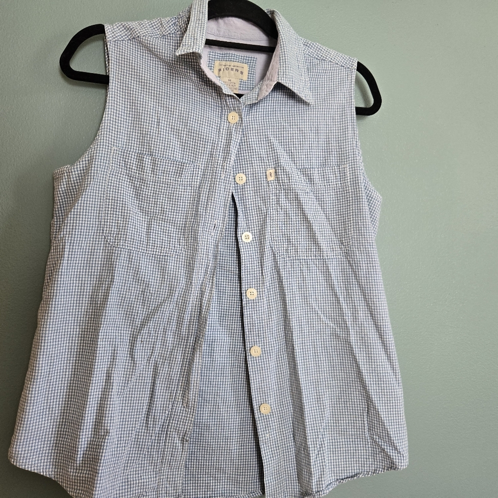 Gingham Sleeveless Button Up